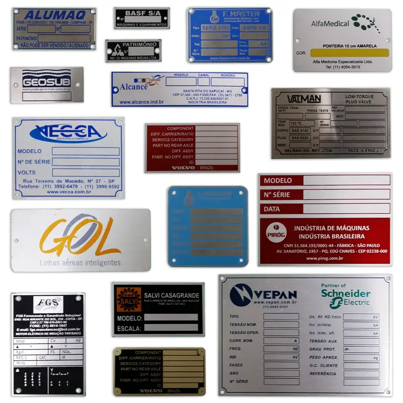 Placas de identificação para quadros elétricos