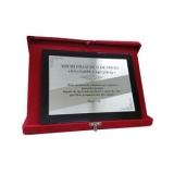 placa comemorativa com estojo de veludo